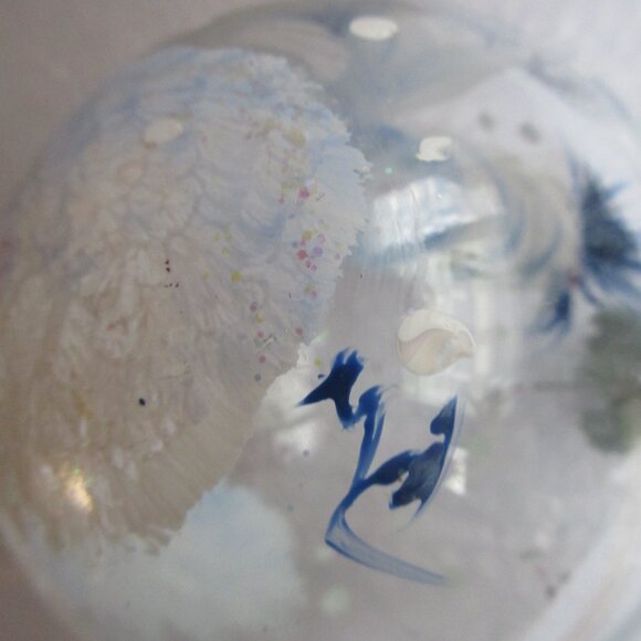 Jumbo G & B Hand Painted Snowman Clear Glass Christmas Ornament Ball 4" - Picture 6 of 12